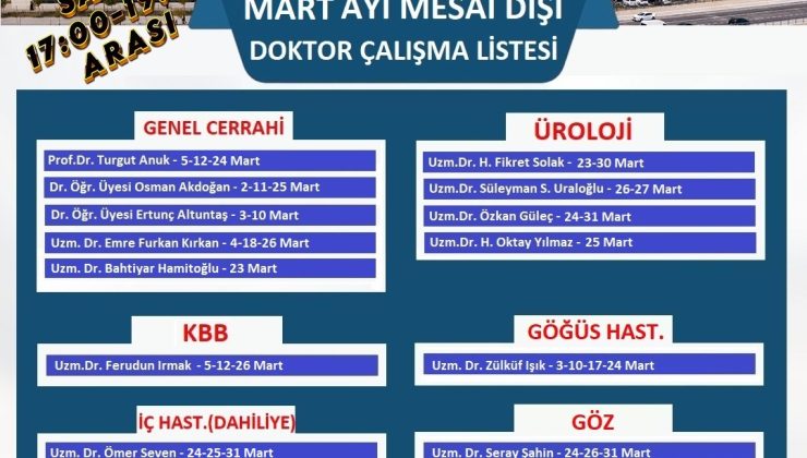 Yalova Eğitim ve Araştırma Hastanesi’nde Mesai Dışı Poliklinik Hizmeti Başlıyor